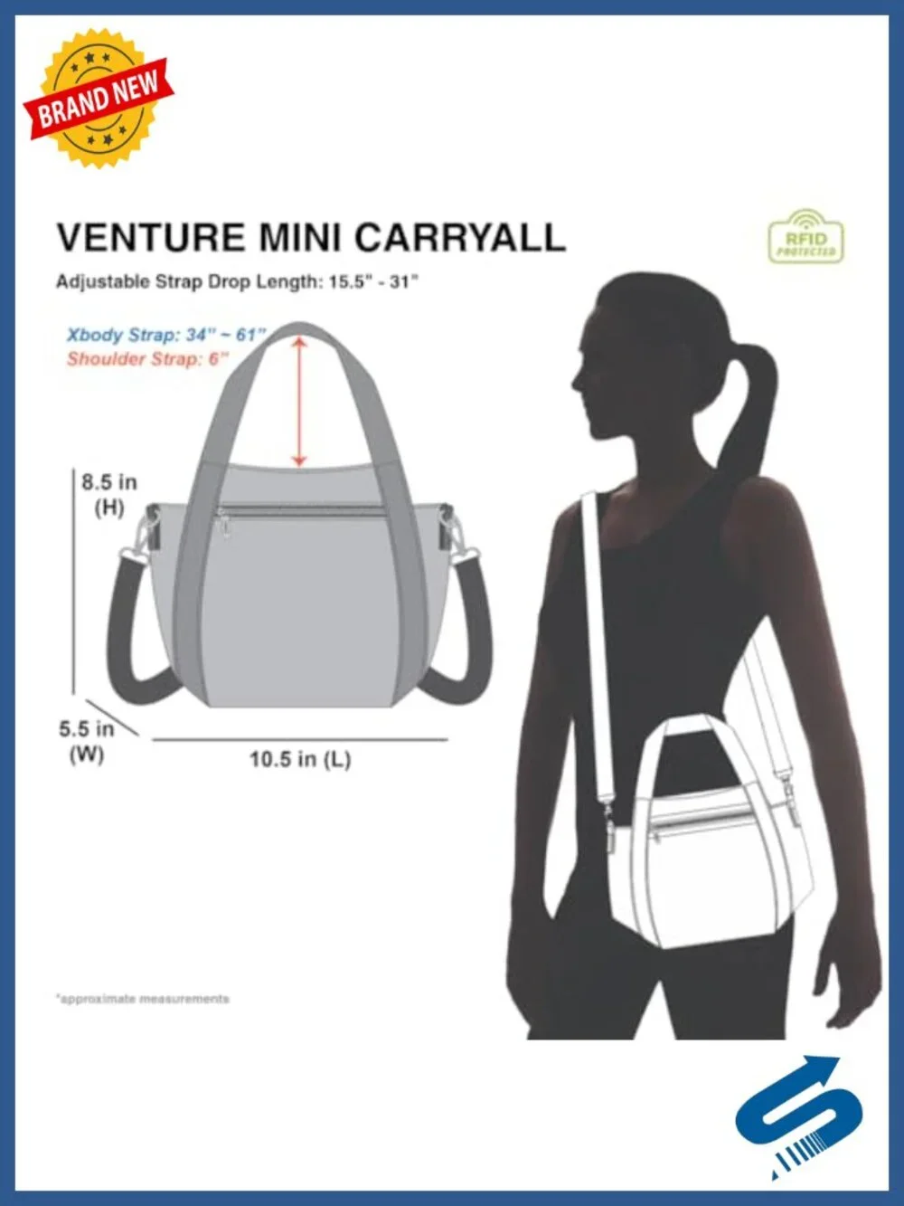 CHALA Venture Mini Carryall RFID Nylon Crossbody Bag Adjustable Strap